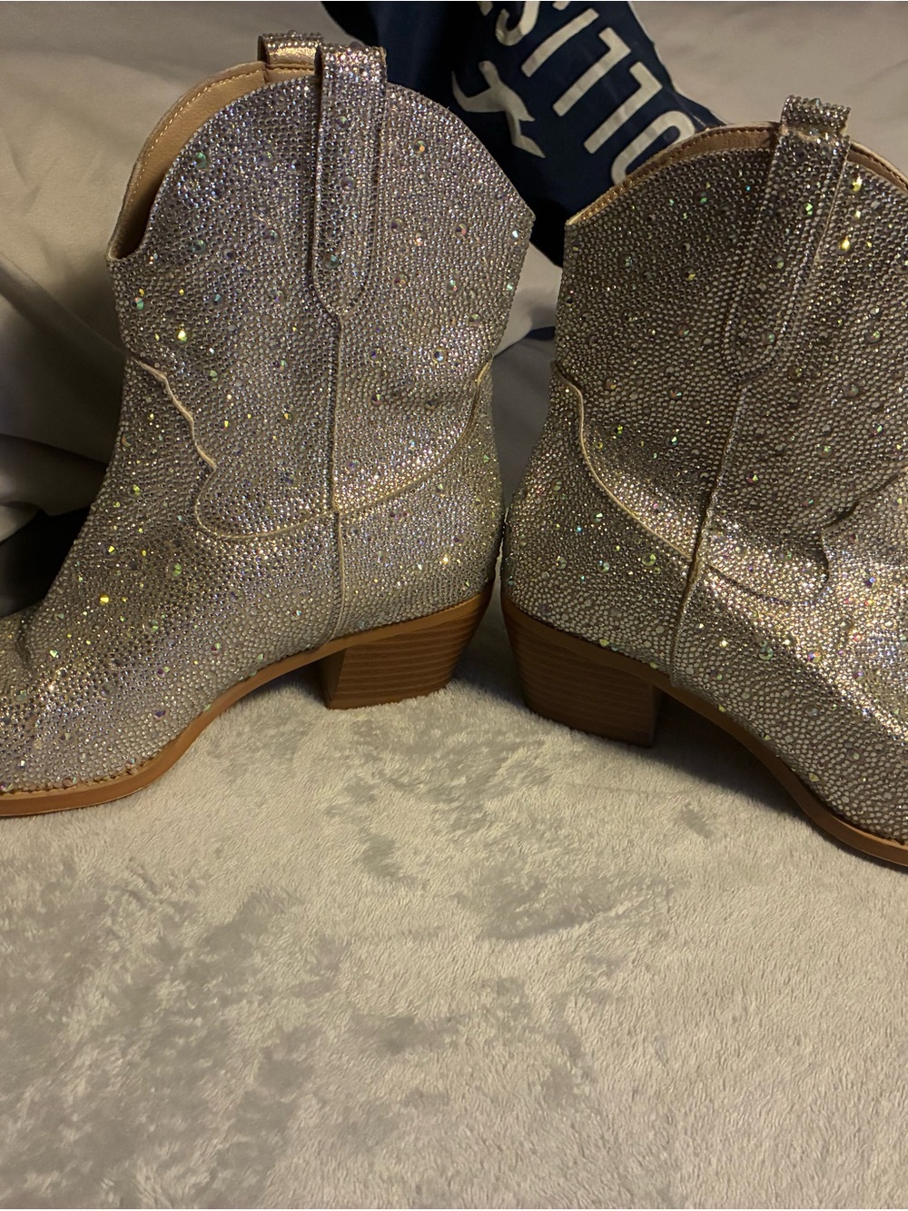 Amazon Silver Rhinestone Western Ankle Boots - Picture 2 of 10